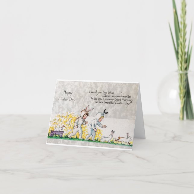 Tarjeta Festiva Saludos de Pascua del vintage (Anverso)