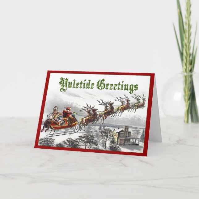 Tarjeta Festiva Saludos de Santa Claus Yuletide (Anverso)