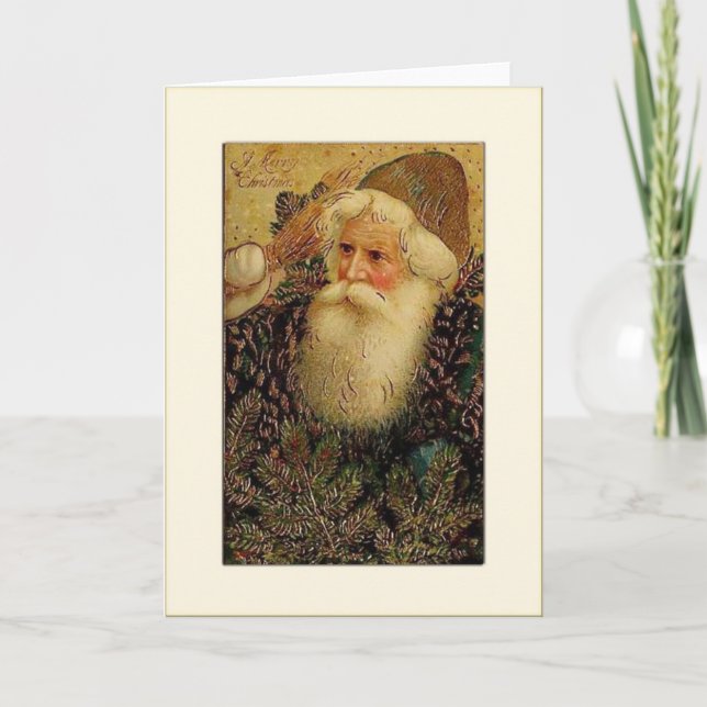 Tarjeta Festiva Saludos de Santa con Pines (Anverso)