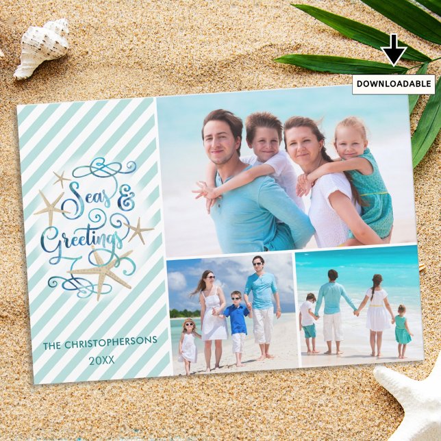 Tarjeta Festiva Saludos de SEAs Tropical o Náutica | Tiras (Subido por el creador)