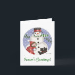 Tarjeta Festiva Saludos de Snowman y Scottie Season<br><div class="desc">¡Felices Fiestas!</div>