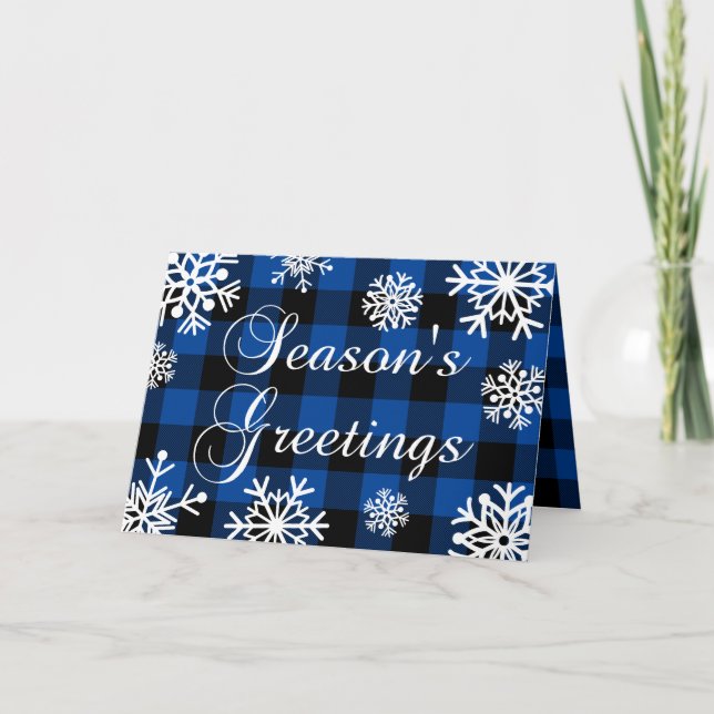 Tarjeta Festiva Saludos de temporada a los copos de nieve de búfal (Anverso)