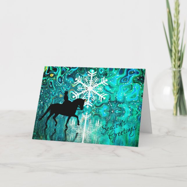 Tarjeta Festiva Saludos de temporada a Navidades de caballos (Anverso)