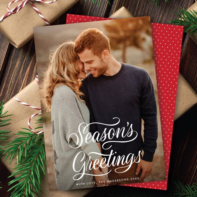 Tarjeta Festiva Saludos de temporada a Navidades de guión elegante (Subido por el creador)