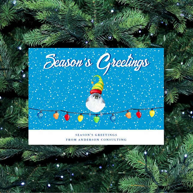 Tarjeta Festiva Saludos de temporada a Snowy Bird Business (Subido por el creador)