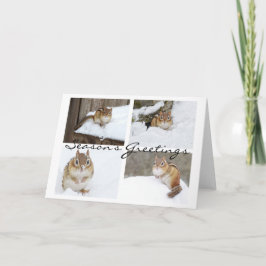 Tarjeta Festiva Saludos de temporada a Snowy Chipmunk Collage