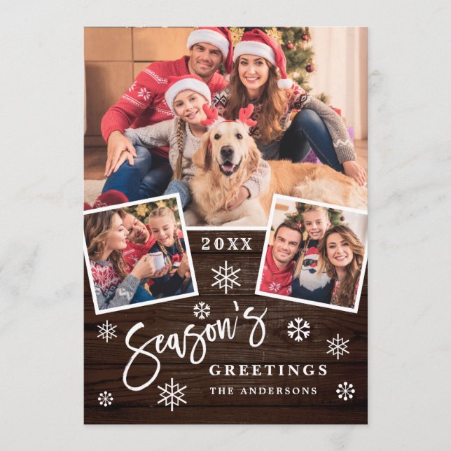 Tarjeta Festiva Saludos de temporada al moderno guión de 3 saludo  (Anverso)