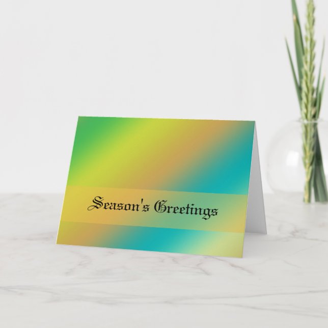 Tarjeta Festiva saludos de temporada, amarillo, azul y verde (Anverso)
