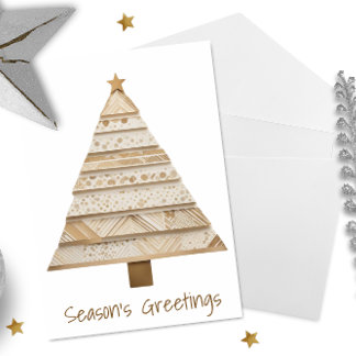 Tarjeta Festiva Saludos de temporada: Árbol de Cinta Neutral Washi