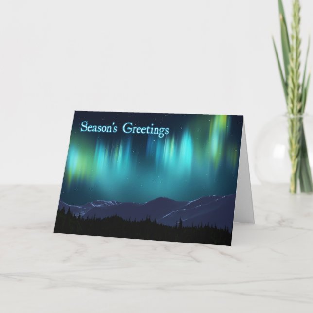 Tarjeta Festiva Saludos de temporada - Aurora Borealis (Anverso)