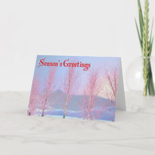 Tarjeta Festiva Saludos de temporada - Birch con crema de frambues