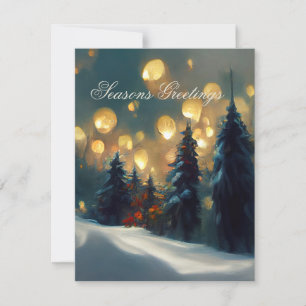 Tarjeta Festiva Saludos de temporada - Bosque nevado pacífico