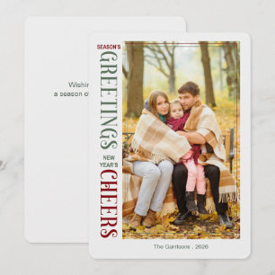 Tarjeta Festiva Saludos de temporada Cheers de Año Nuevo Foto pers