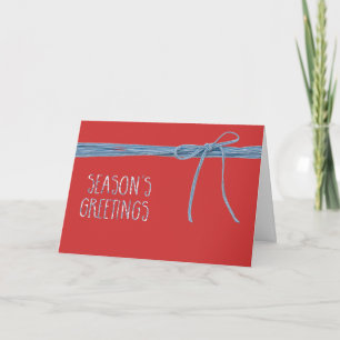 Tarjeta Festiva Saludos de temporada con cuerda azul