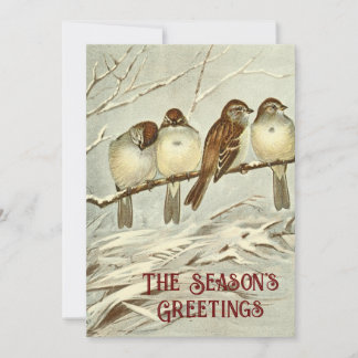 Tarjeta Festiva Saludos de temporada de aves de casa antiguas