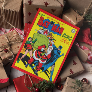 Tarjeta Festiva Saludos de temporada de Batman y Robin