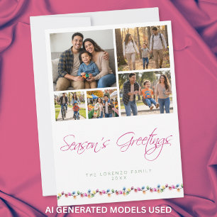 Tarjeta Festiva Saludos de temporada de colaje de 5 fotos modernas
