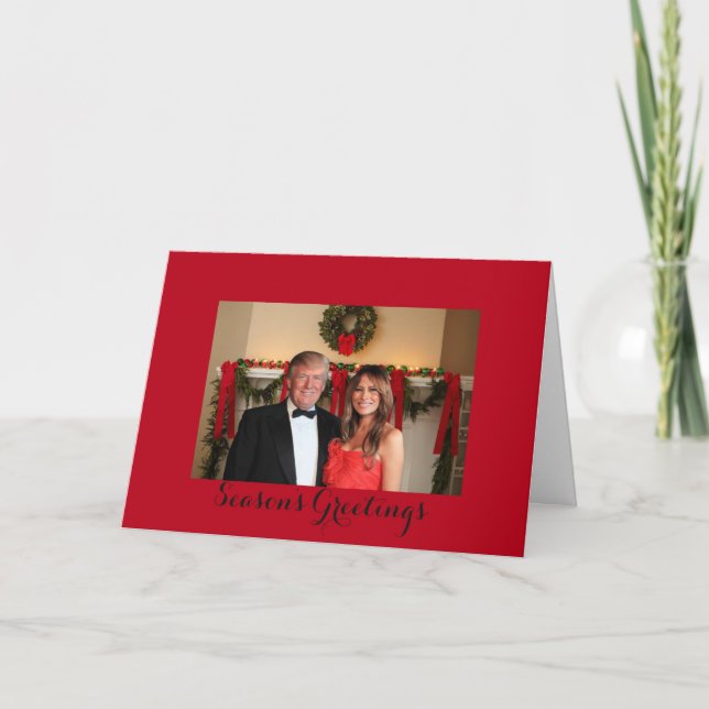 Tarjeta Festiva Saludos de temporada de Donald y Melania (Anverso)