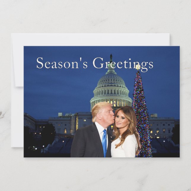 Tarjeta Festiva Saludos de temporada de Donald y Melania (Anverso)