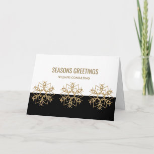 Tarjeta Festiva Saludos de temporada de la empresa negro blanco y