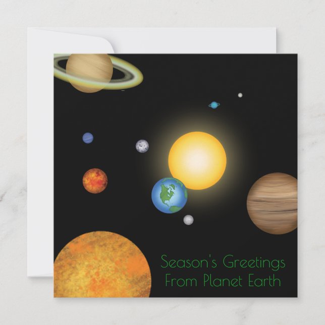 Tarjeta Festiva Saludos de temporada de Navidades del planeta Tier (Anverso)