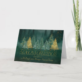 Tarjeta Festiva Saludos de temporada de negocios verde y dorado