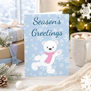 Tarjeta Festiva Saludos de temporada del divertido oso polar