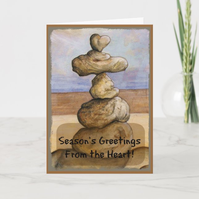 Tarjeta Festiva Saludos de temporada desde el corazón * Coastal (Anverso)
