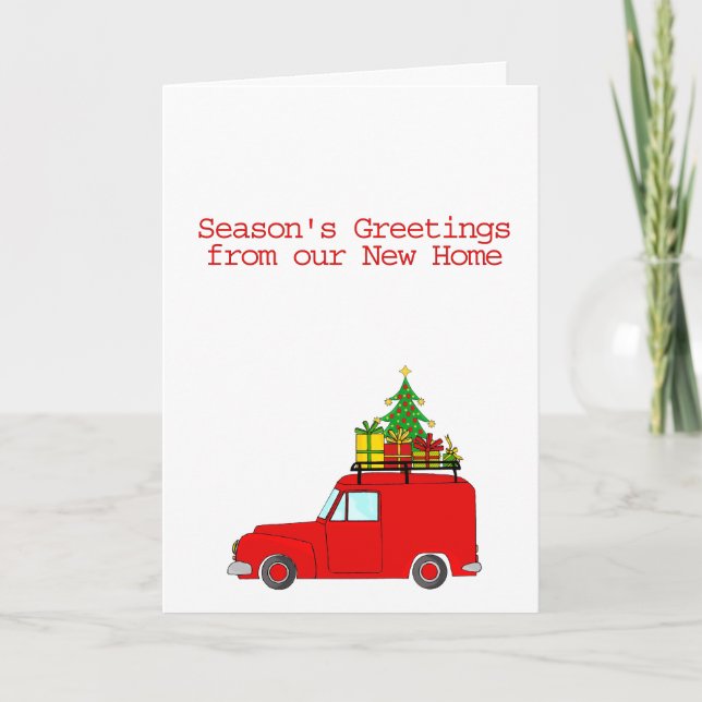 Tarjeta Festiva Saludos de temporada desde el nuevo hogar (Anverso)