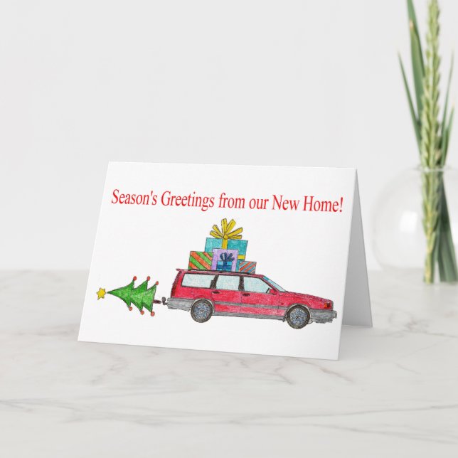 Tarjeta Festiva Saludos de temporada desde el nuevo hogar (Anverso)