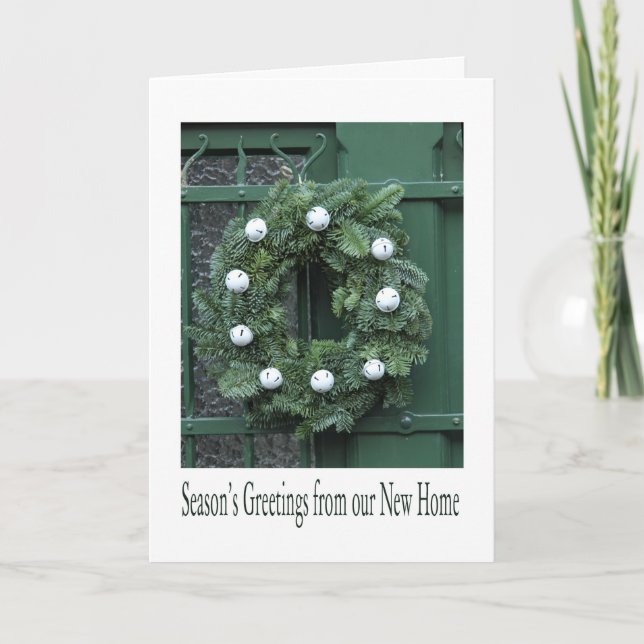 Tarjeta Festiva Saludos de temporada desde nuestro nuevo hogar (Anverso)