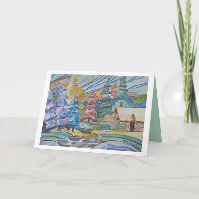 Tarjeta Festiva Saludos de temporada en el país de las maravillas  (Anverso)