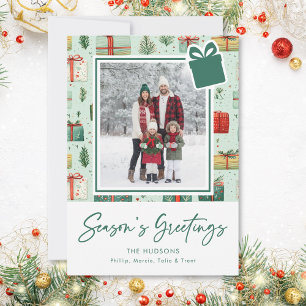 Tarjeta Festiva Saludos de Temporada Festiva Moderna Regalos de Na