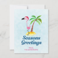 Saludos de temporada Flamingo rosa en Santa Hat