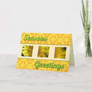 Tarjeta Festiva Saludos de temporada flores de diente de león silv