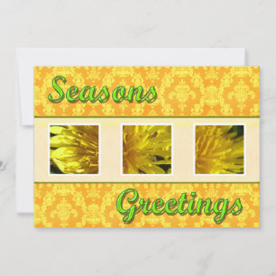 Tarjeta Festiva Saludos de temporada flores silvestres de dandelio