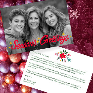 Tarjeta Festiva SALUDOS DE TEMPORADA FOTO PERSONALIZADA Hecha a Ma