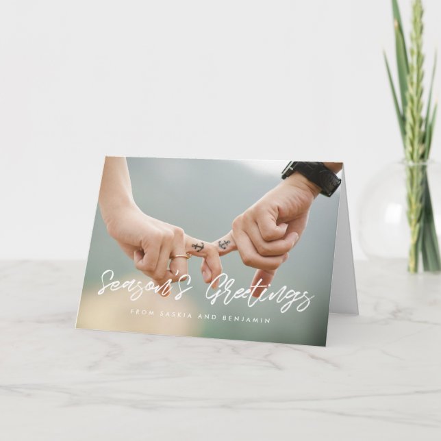 Tarjeta Festiva Saludos de temporada fuente blanca moderna (Anverso)