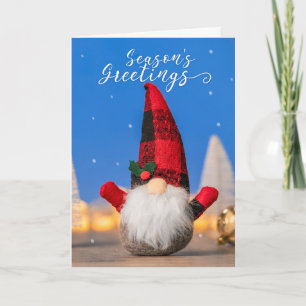 Tarjeta Festiva Saludos de temporada para cualquier gnomo invernal