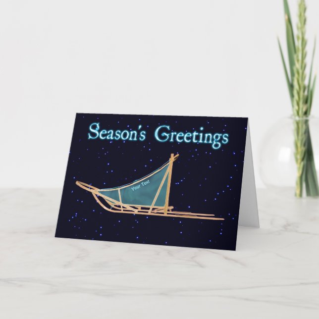 Tarjeta Festiva Saludos de temporada - Perro Sled (Anverso)