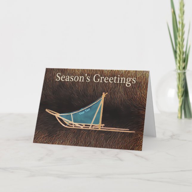 Tarjeta Festiva Saludos de temporada - Perro Sled (Anverso)