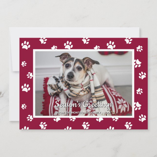 Tarjeta Festiva Saludos de temporada: pintura roja blanca imprime  (Anverso)