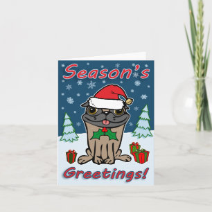 Tarjeta Festiva Saludos de temporada Pug #2