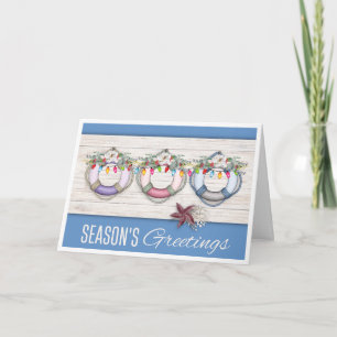 Tarjeta Festiva Saludos de temporada (salvavidas) Navidades Hol