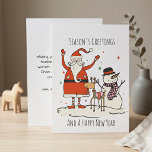 Tarjeta Festiva Saludos de temporada Santa Reno Hygge<br><div class="desc">Comparte cálidos deseos navideños con esta tarjeta de Navidad plana minimalista que presenta caprichosos diseños de Santa, muñeco de nieve y reno en un estilo acogedor inspirado en hygge. La estética escandinava limpia y la parte trasera personalizable la hacen perfecta para saludos familiares, notas de temporada, correspondencia navideña y papelería...</div>