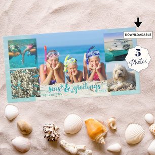 Tarjeta Festiva Saludos de temporada tropical con pincel Script 5