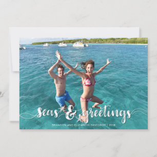 Tarjeta Festiva Saludos de Temporada Tropical Estrella de Mar