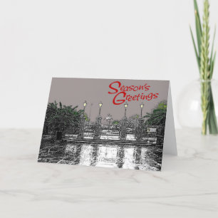 Tarjeta Festiva Saludos de Temporadas de Jackson Square Tres