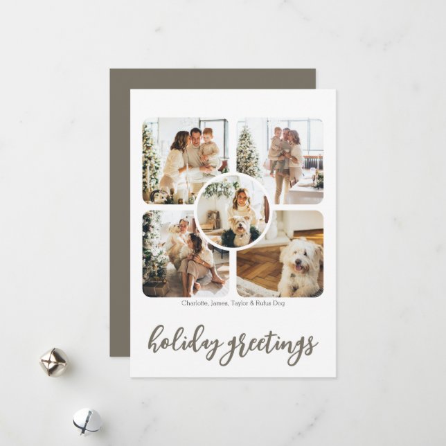 Tarjeta Festiva Saludos de vacaciones 5 Foto y texto personalizado (Anverso/Reverso In Situ)