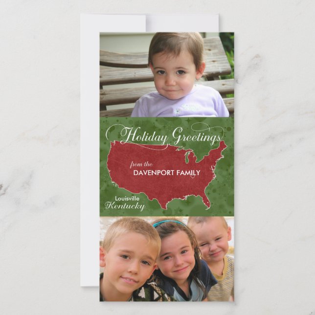 Tarjeta Festiva Saludos de vacaciones de Kentucky - Foto, nombre (Anverso)